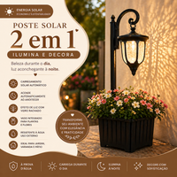 LumiGarden™ Poste Solar 2 em 1 com Vaso Decorativo | COMPRE 1 E LEVE 2