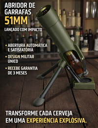 BeerShot™ – Abridor 51mm com Ejeção de Tampa e Design Militar