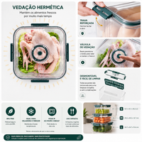 Kit 9 Potes Herméticos de Vidro — Geladeira Organizada e Alimentos Frescos por Mais Tempo