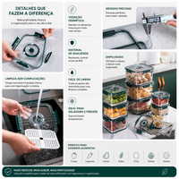 Kit 9 Potes Herméticos de Vidro — Geladeira Organizada e Alimentos Frescos por Mais Tempo