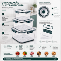 Kit 9 Potes Herméticos de Vidro — Geladeira Organizada e Alimentos Frescos por Mais Tempo