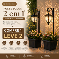 LumiGarden™ Poste Solar 2 em 1 com Vaso Decorativo | COMPRE 1 E LEVE 2