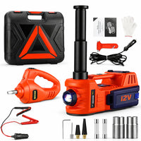 Macaco Hidráulico Elétrico 3 em 1 5Ton 12V com Inflador de Pneus, Lanterna LED e Martelo de Segurança 🚗⚡