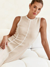 Vestido Midi de Malha Sem Mangas Eleganza