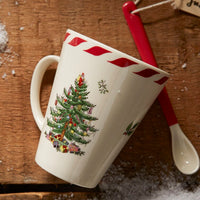 Kit 02 Canecas + 02 Colheres  - Estampa Árvore de Natal